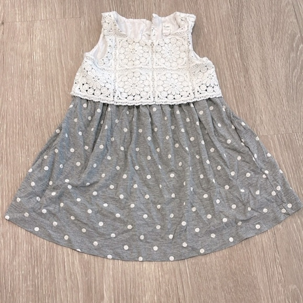 Baby Gap Girls Crochet Grey Polka Dot Dress Size 2T